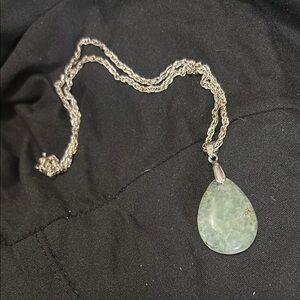 Elegant Silver Necklace with Green Pendant